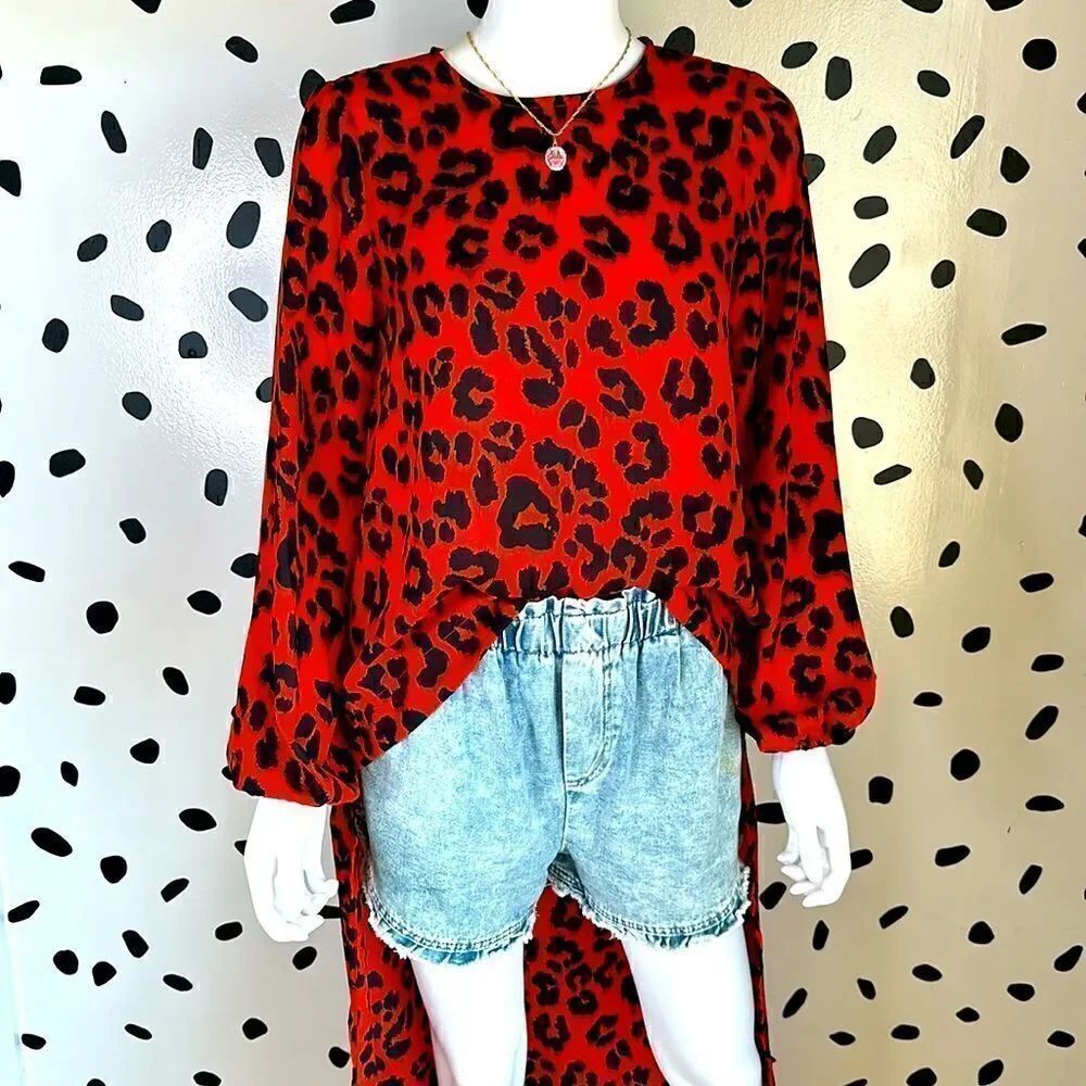 Buddy Love HiLow Leopard Print Blouse
